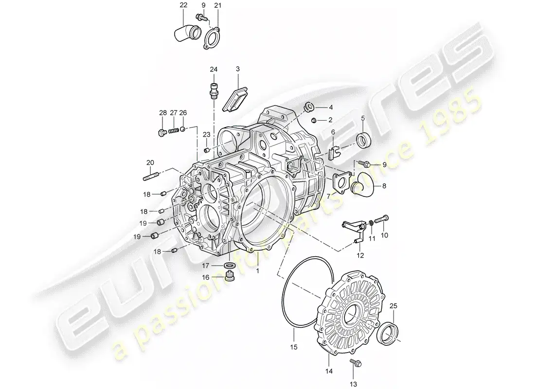 porsche 2003 (996 gt3) transmission case parts diagram