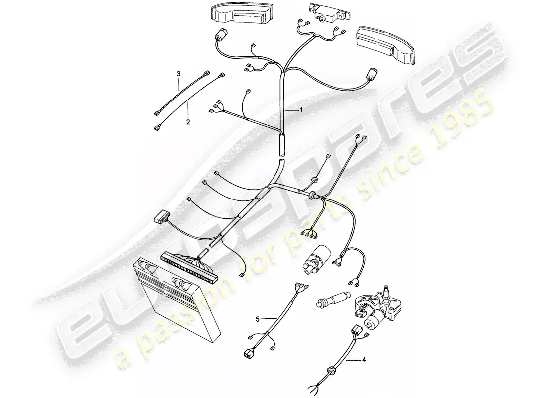 porsche 1982 (944) wiring harnesses - rear end parts diagram