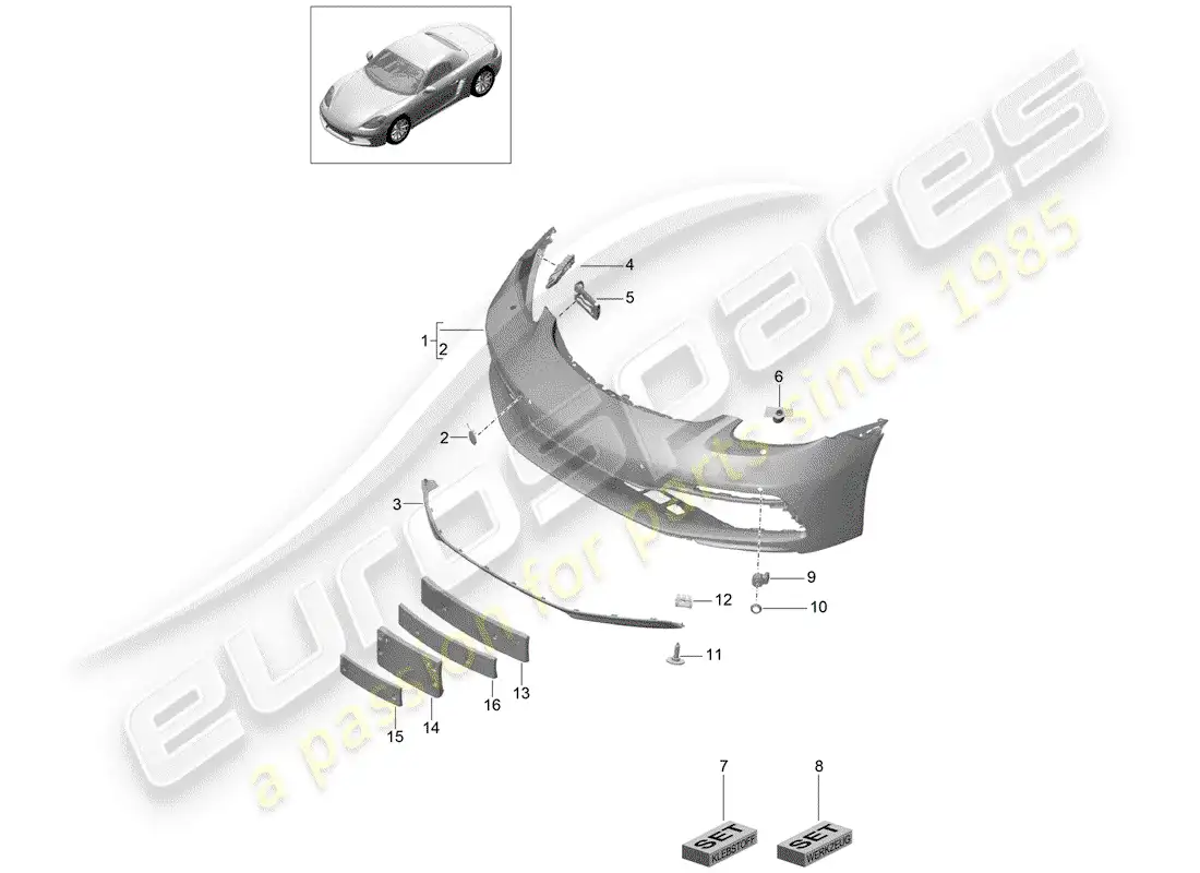 porsche 2019 (718 boxster) bumper parts diagram