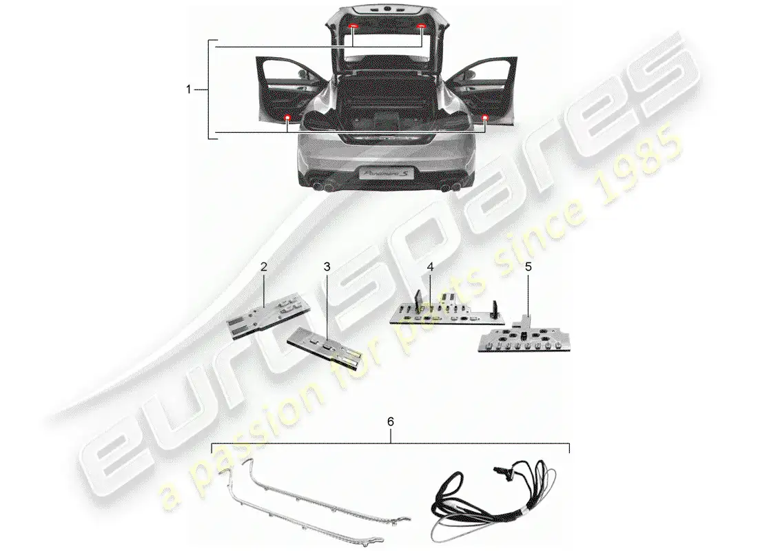 porsche 2013 (tequipment panamera) led module parts diagram