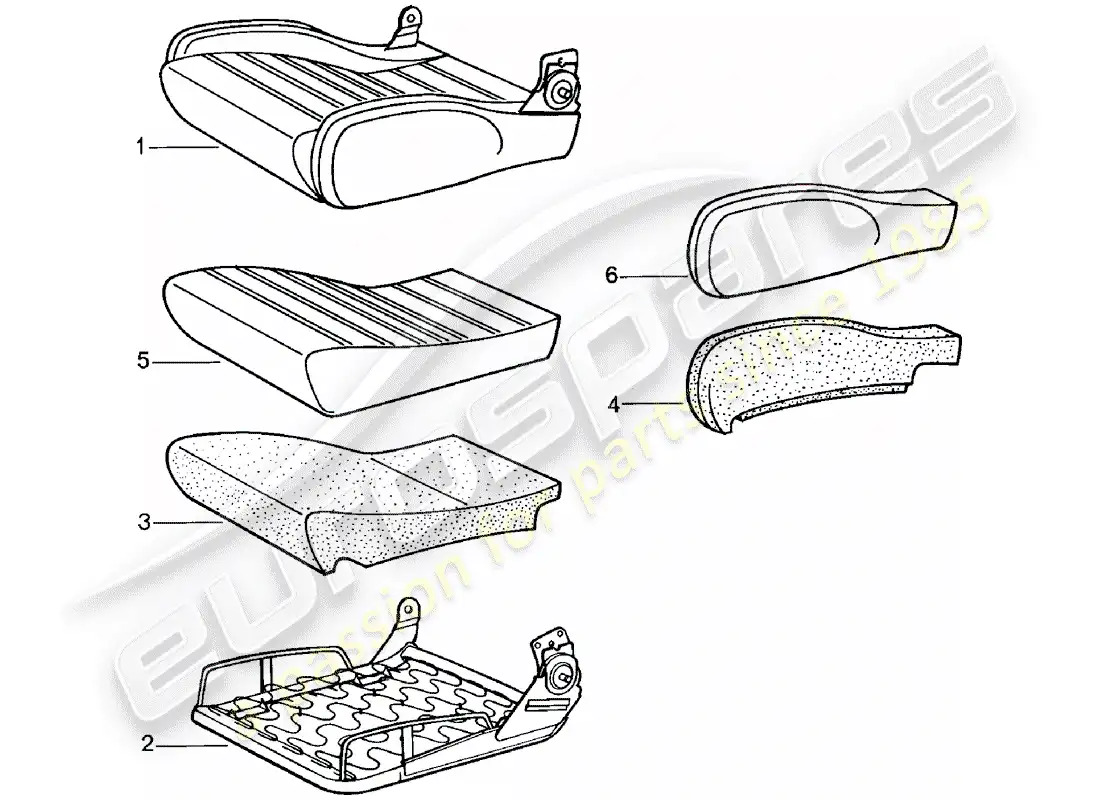porsche 1980 (911) sports seat - seat cushion - single parts - d - mj 1981>> parts diagram