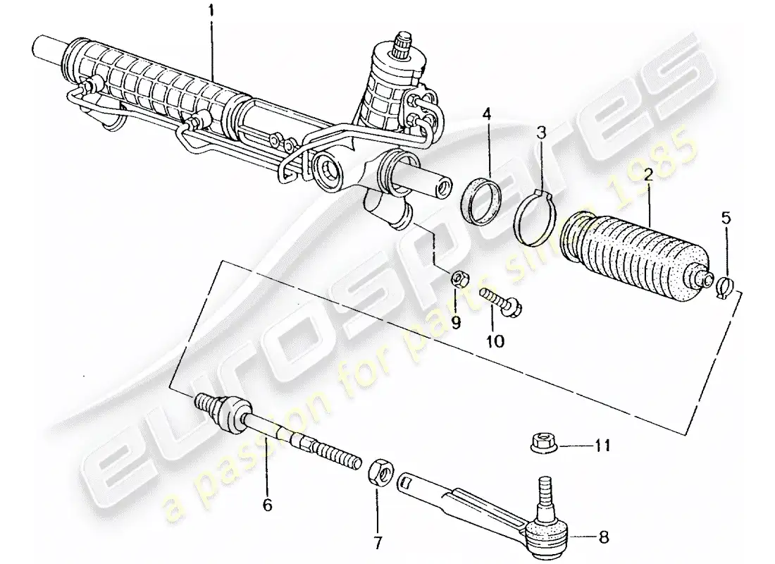 porsche 2003 (996 turbo / gt2) power steering - steering gear - steering parts parts diagram