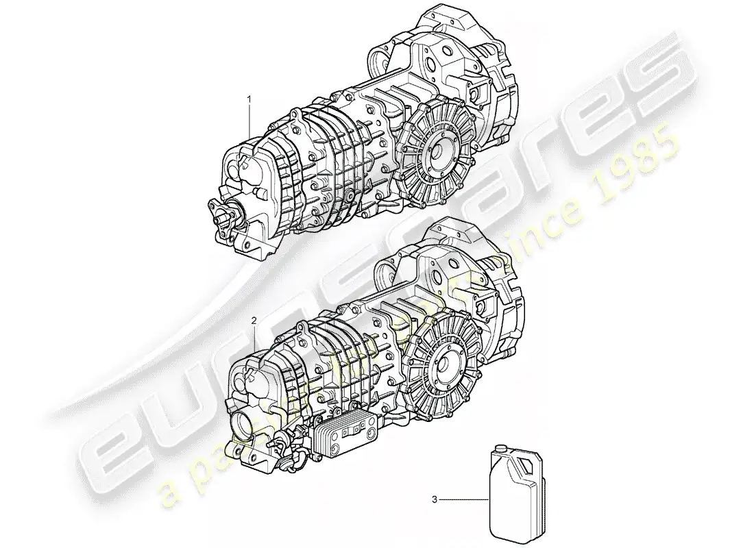 porsche 2005 (996 turbo / gt2) replacement transmission - - ready for installation parts diagram