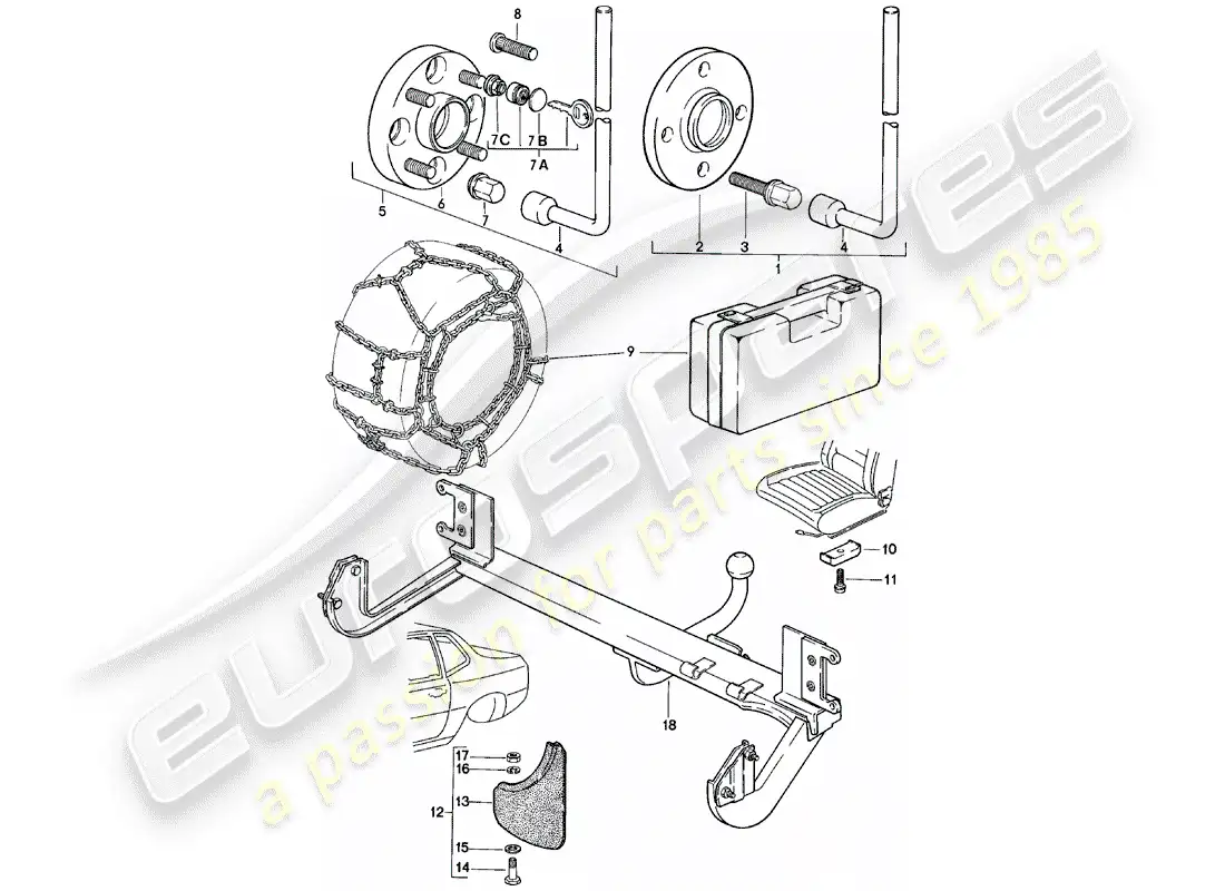 porsche 1980 (924) accessories parts diagram