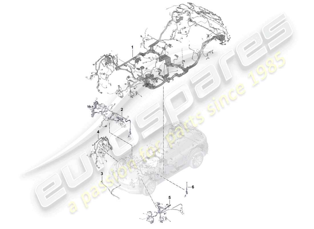 porsche 2022 (cayenne e3 9ya/9yb) wiring looms passenger compartment dashboard and part section wiring harness part diagram