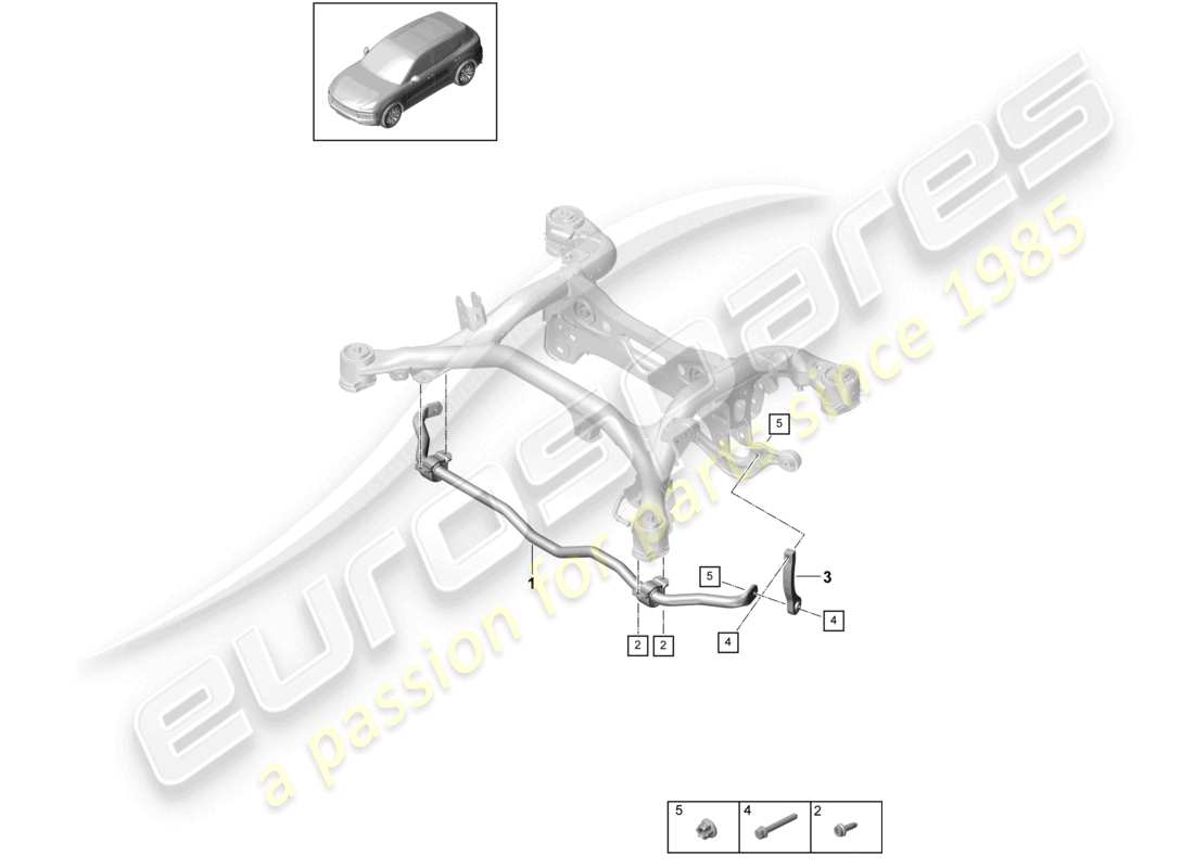 porsche 2022 (cayenne e3 9ya/9yb) anti-roll bar rear axle part diagram