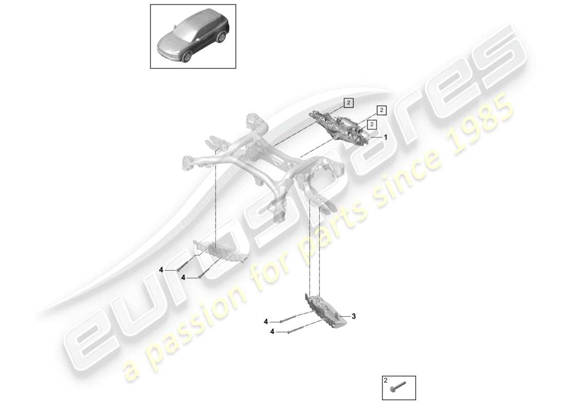 porsche 2024 (cayenne e3 9ya/9yb) steering gear rear axle part diagram