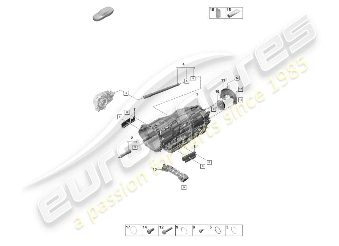 porsche 2022 (panamera 971-2) 8-speed dual clutch gearbox - pdk - part diagram