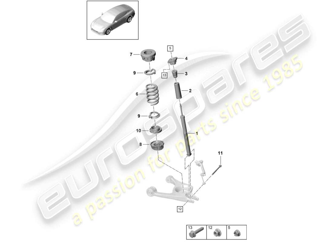 porsche 2021 (panamera 971-1) suspension damper parts diagram