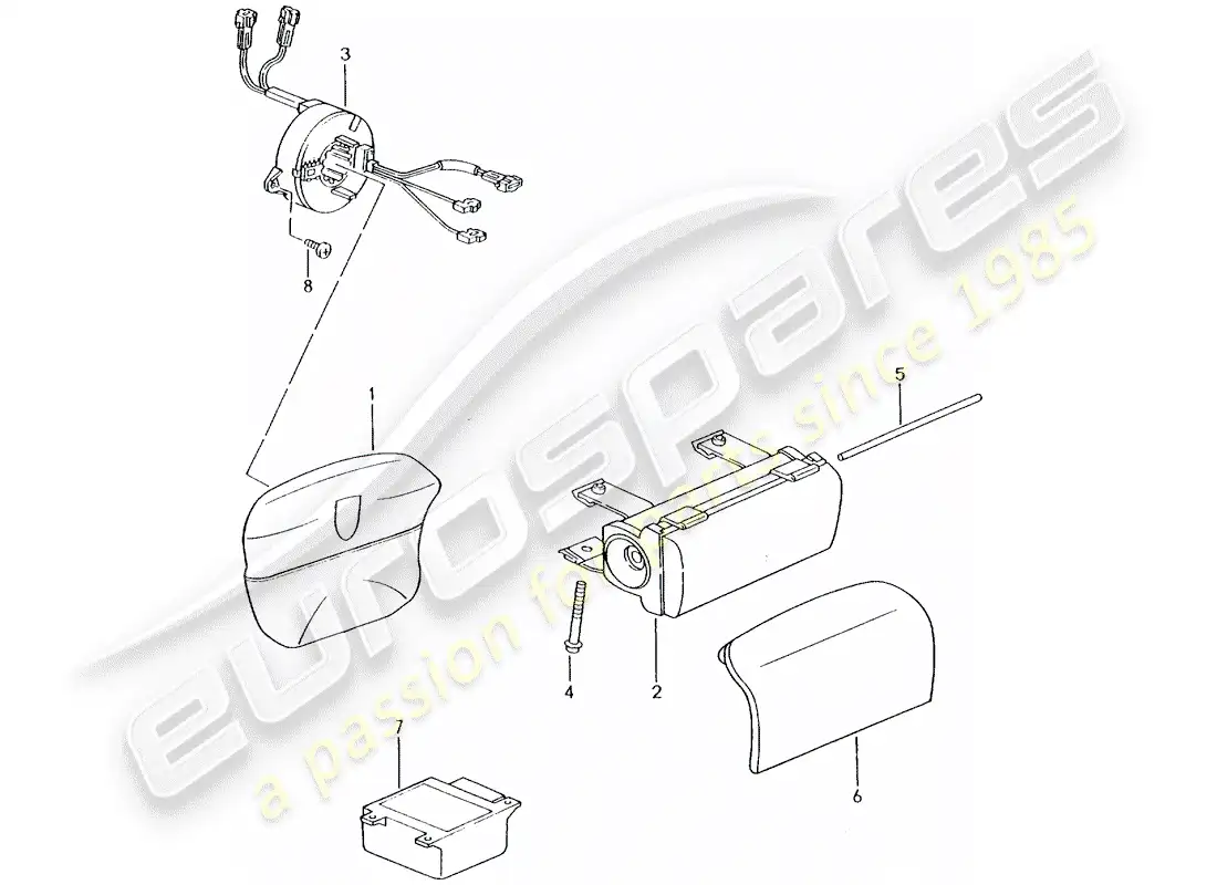 porsche 2001 (996 turbo / gt2) airbag parts diagram