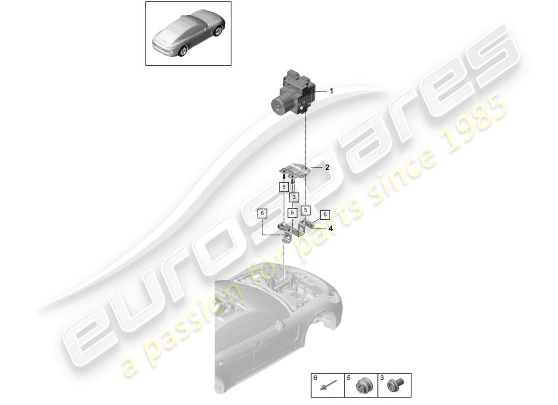 porsche 2021 (panamera 971-1) hydraulic unit anti-locking brake syst. -abs- parts diagram