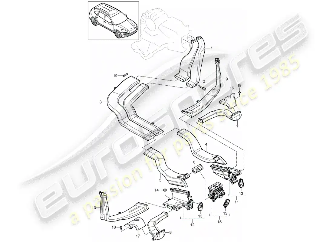 porsche 2014 (cayenne e2 92a) air distributor part diagram