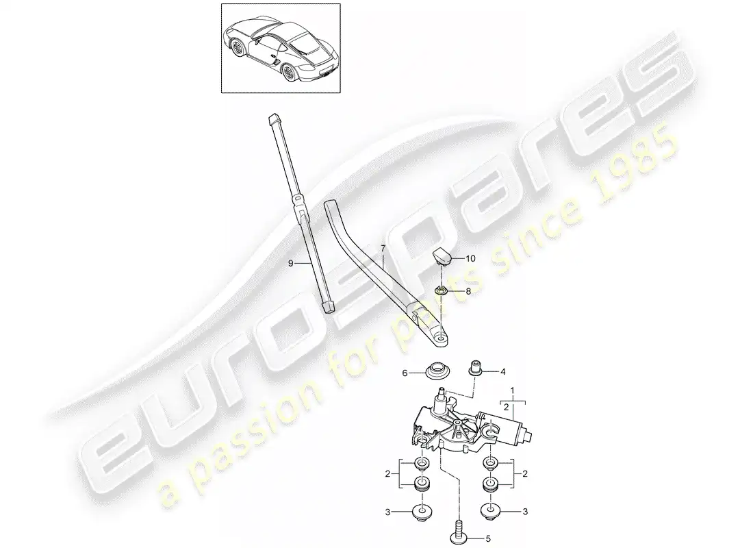 porsche 2009 (987 cayman) rear window wiper parts diagram