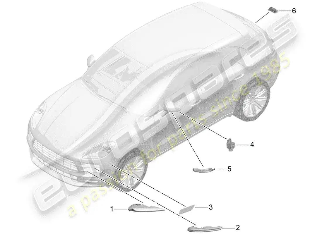 porsche 2019 (macan) turn signal repeater parts diagram
