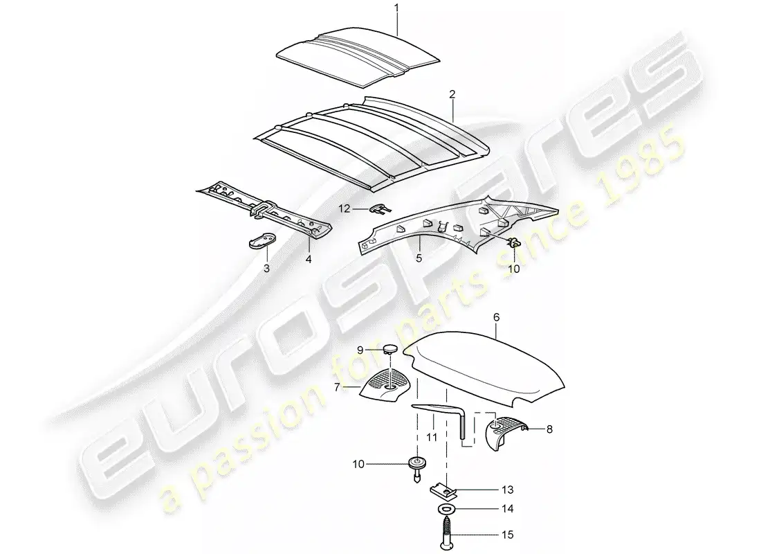 porsche 2009 997-2 turbo / gt2 hardtop parts diagram