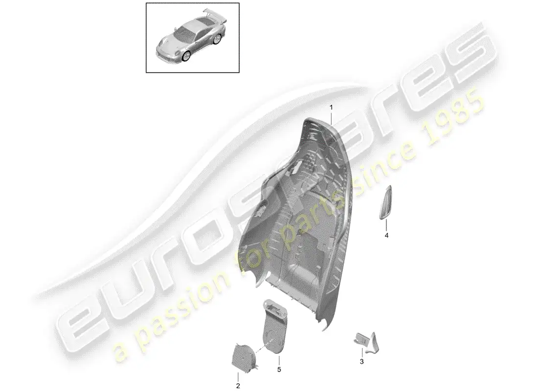 porsche 2015 (991-1 turbo) backrest shell parts diagram