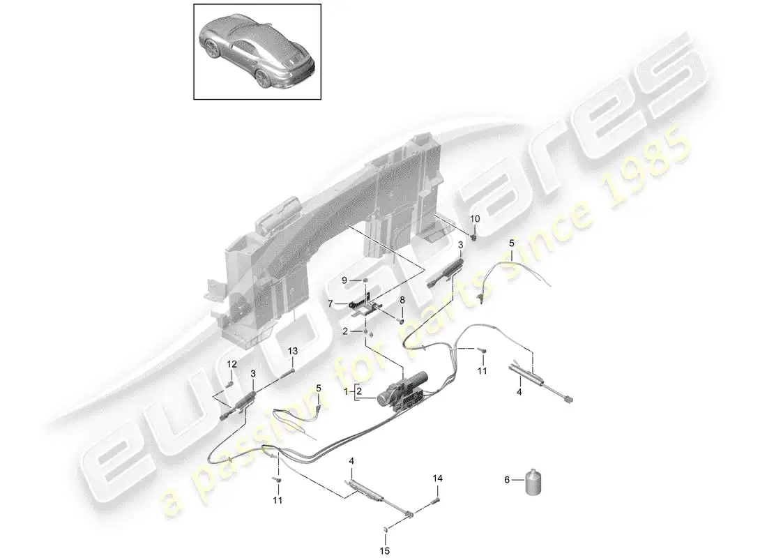 porsche 2019 (991-2) top stowage box parts diagram
