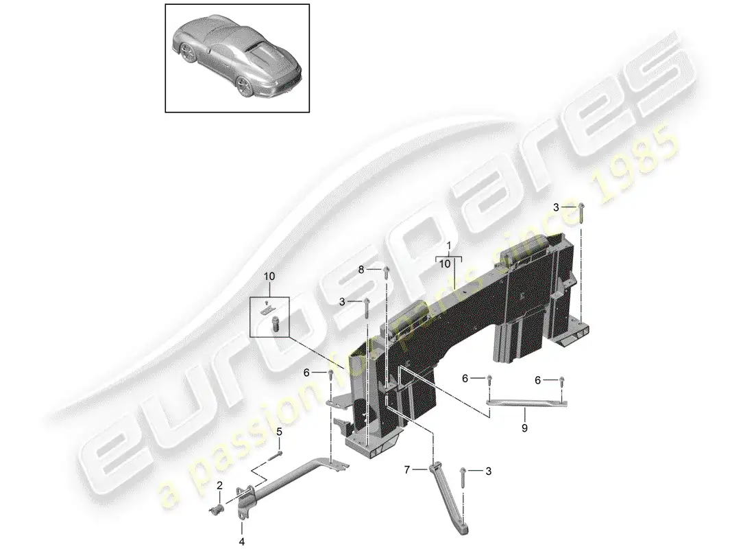 porsche 2014 (991-1 r/gt3/rs) rollover protection parts diagram