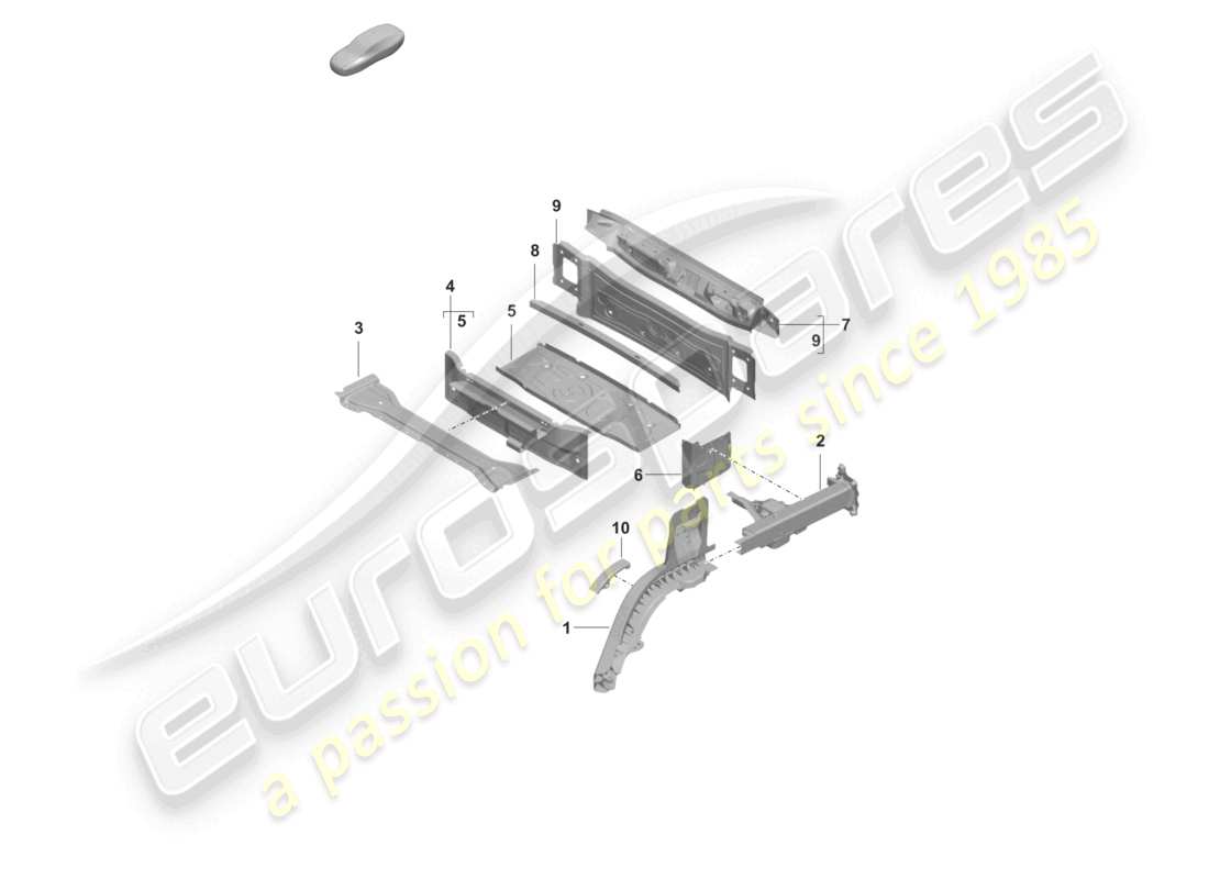 porsche 2023 (taycan 9j1-1) rear end side member individual parts part diagram