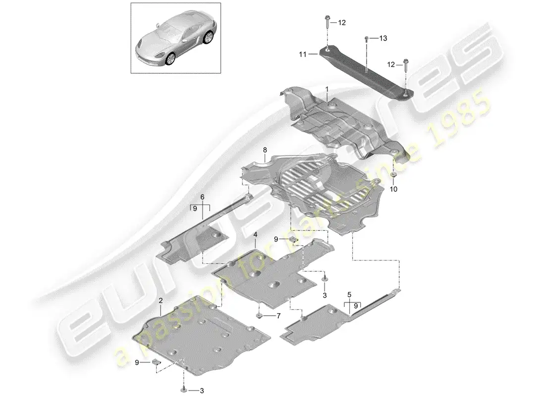 porsche 2017 (718 cayman) lining parts diagram