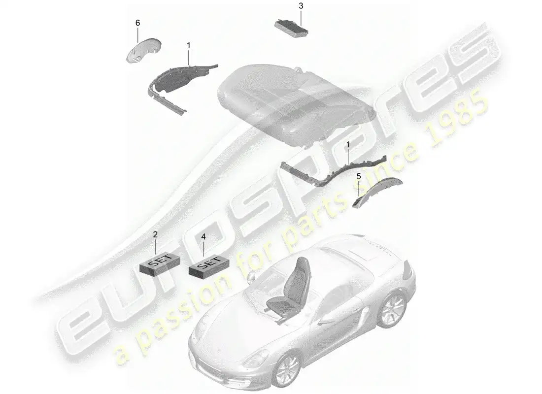 porsche 2016 (981 boxster) padding for seat parts diagram