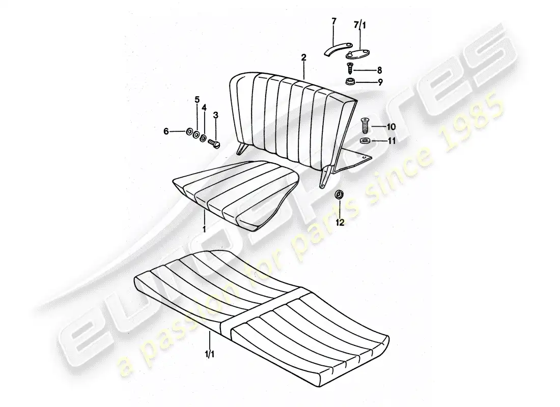 porsche 1975 (911 turbo) emergency seat parts diagram