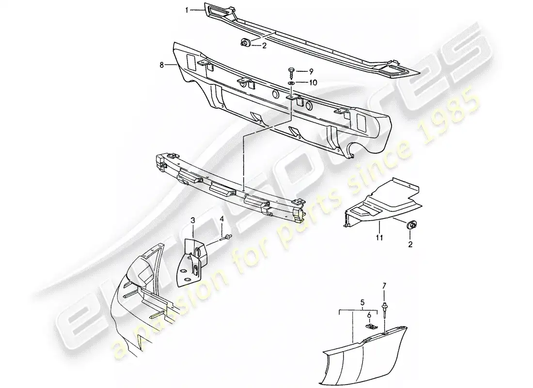 porsche 1997 (993) heat protection - for - bumper parts diagram
