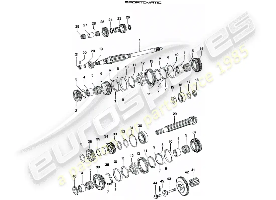 porsche 1971 (914) gears and shafts parts diagram