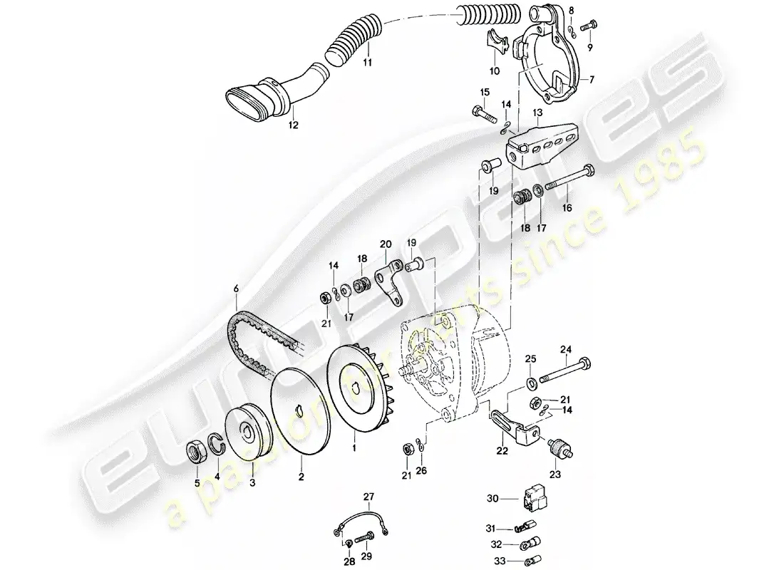 porsche 1980 (924) fasteners - alternator parts diagram