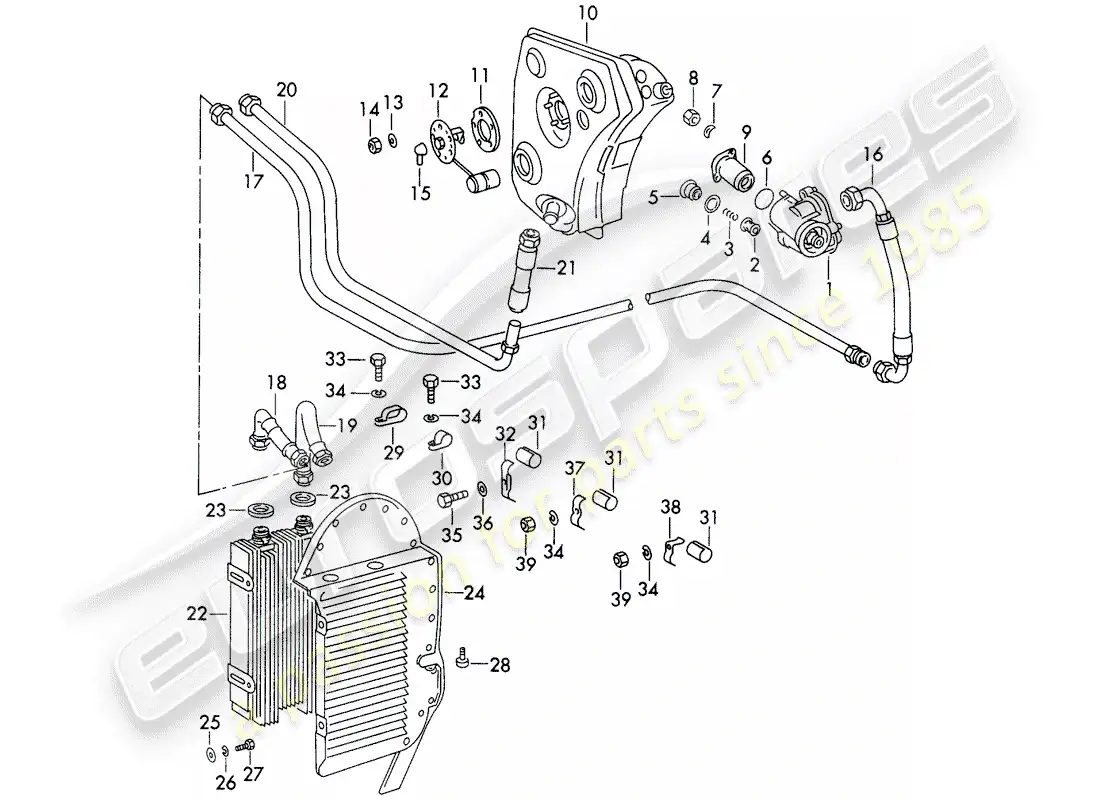 porsche 1973 (911) engine lubrication - auxiliary units - for - typ 911/53/63 - d - mj 1972>> - mj 1973 parts diagram