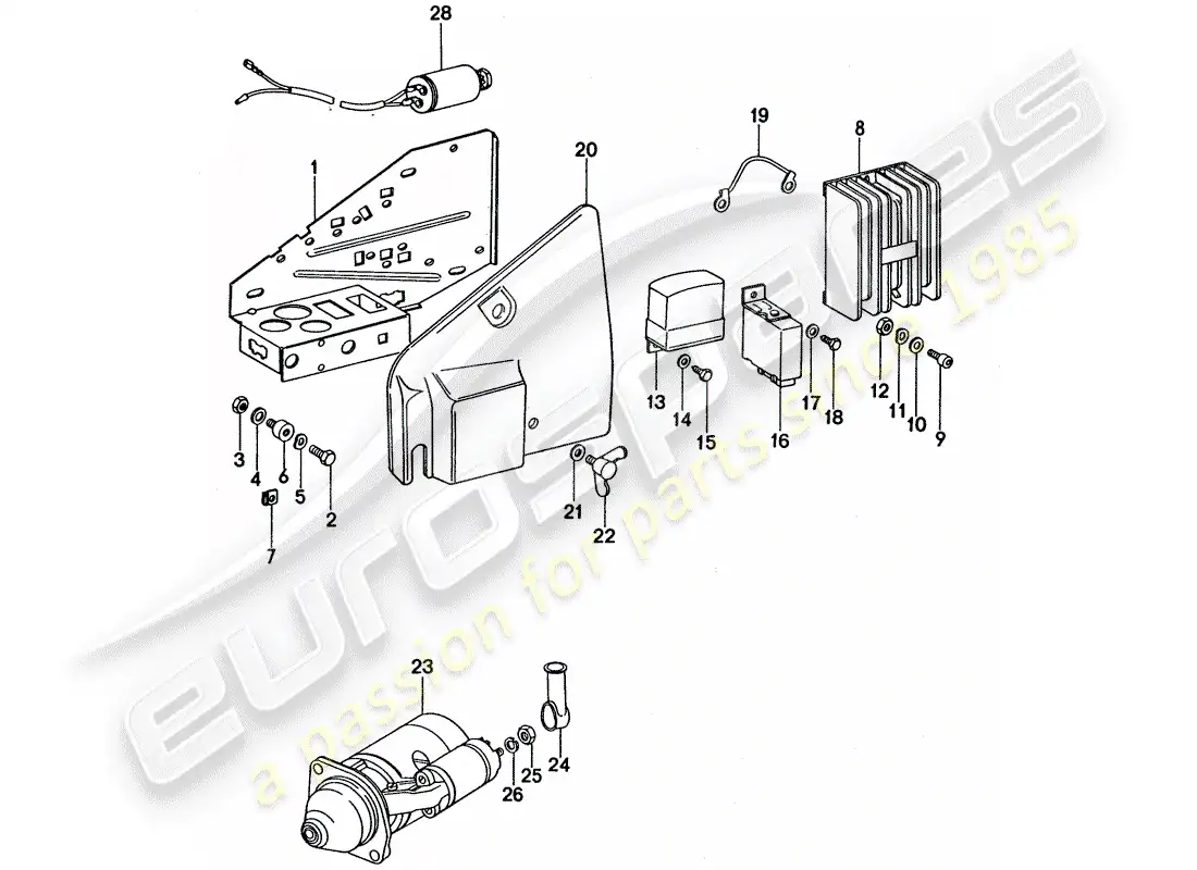 porsche 1976 (911 turbo) plate - starter - switch unit parts diagram