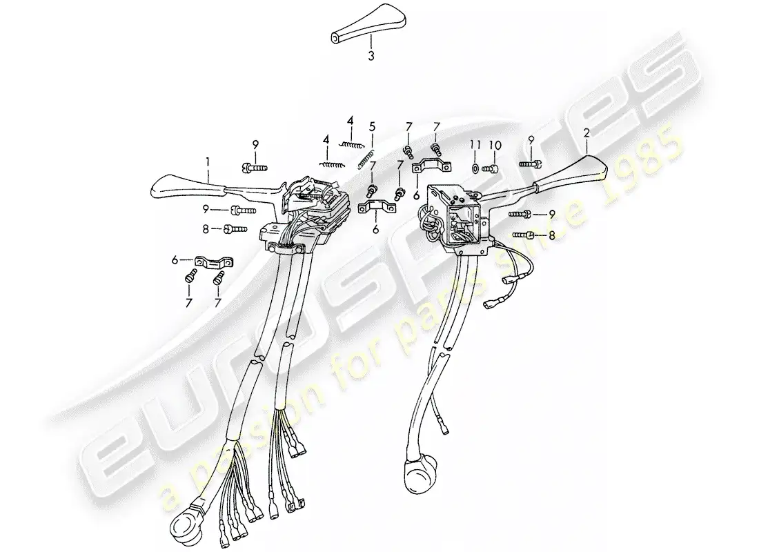 porsche 1965 (911/912) steering column switch parts diagram