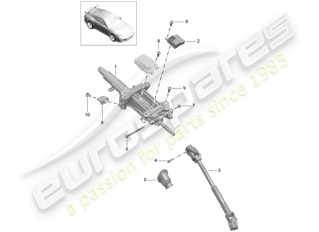 porsche 2014 (991-1 r/gt3/rs) steering column parts diagram