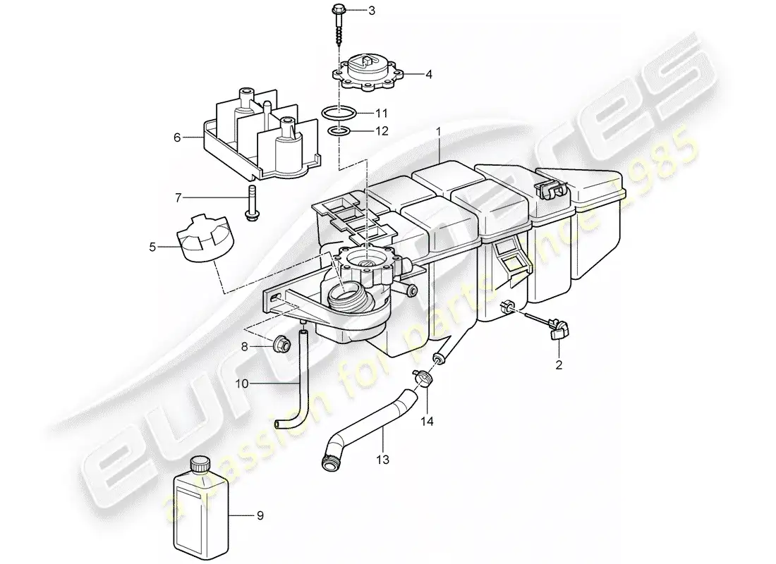 porsche 2007 (997-1 turbo / gt2) water cooling 4 parts diagram