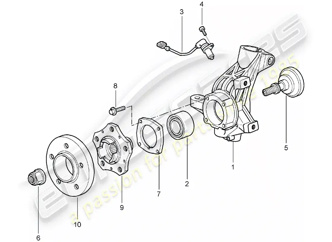porsche 2007 (997-1) wheel carrier parts diagram