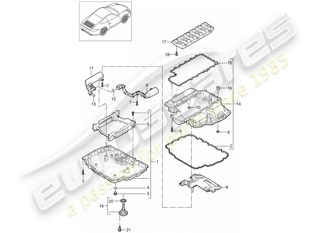 porsche 2010 (997-2) oil pan parts diagram