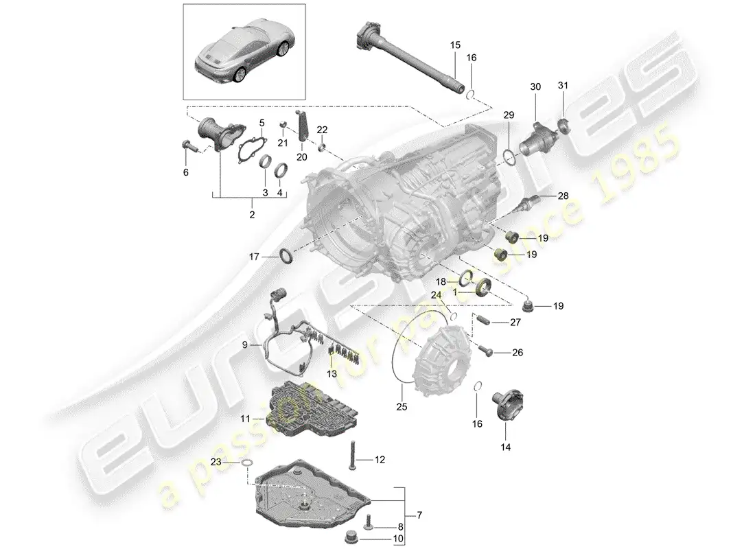 porsche 2014 (991-1 turbo) - pdk - parts diagram
