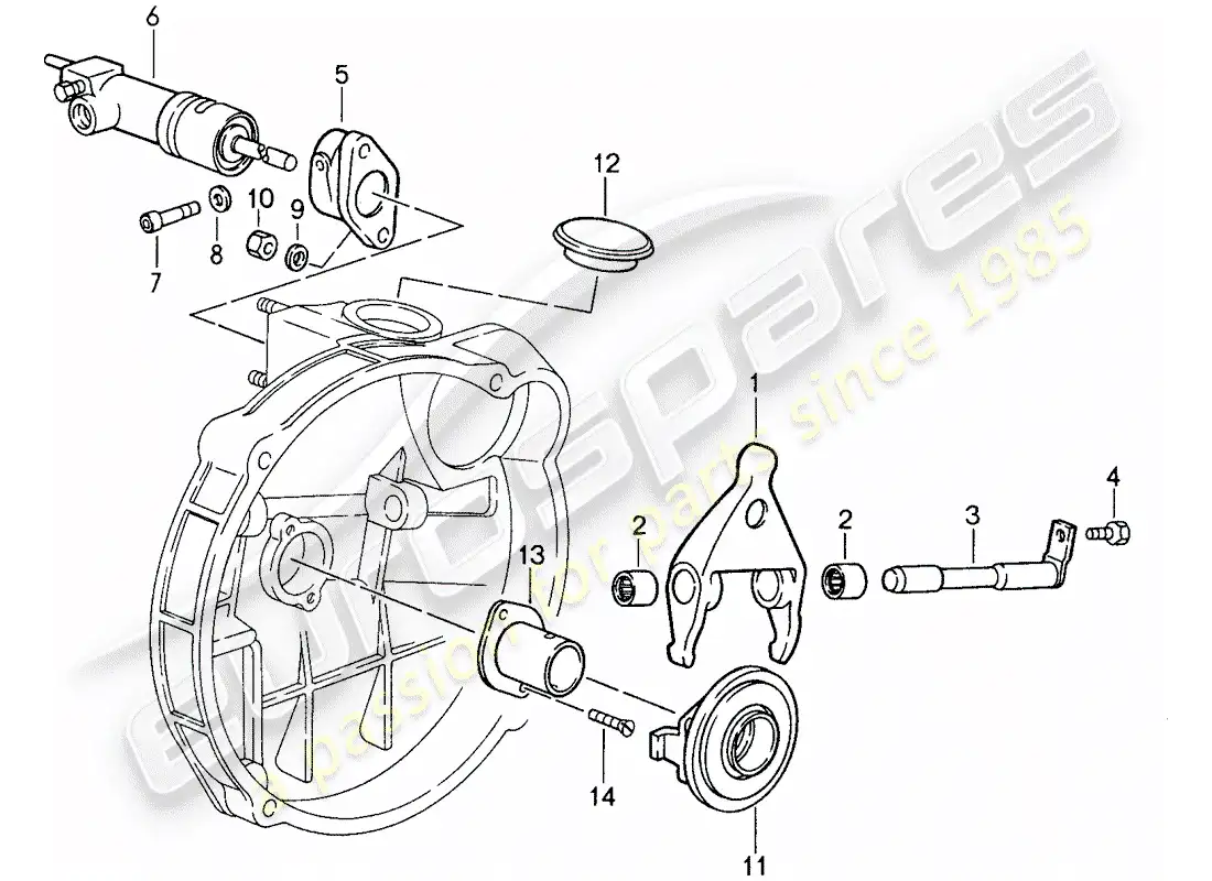 porsche 1987 (959) clutch release parts diagram