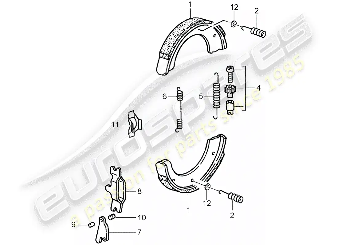 porsche 1995 (993) handbrake parts diagram