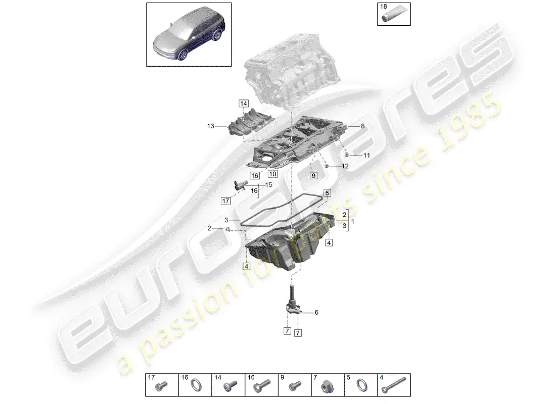 porsche 2020 (cayenne e3 9ya/9yb) oil-conducting housing part diagram