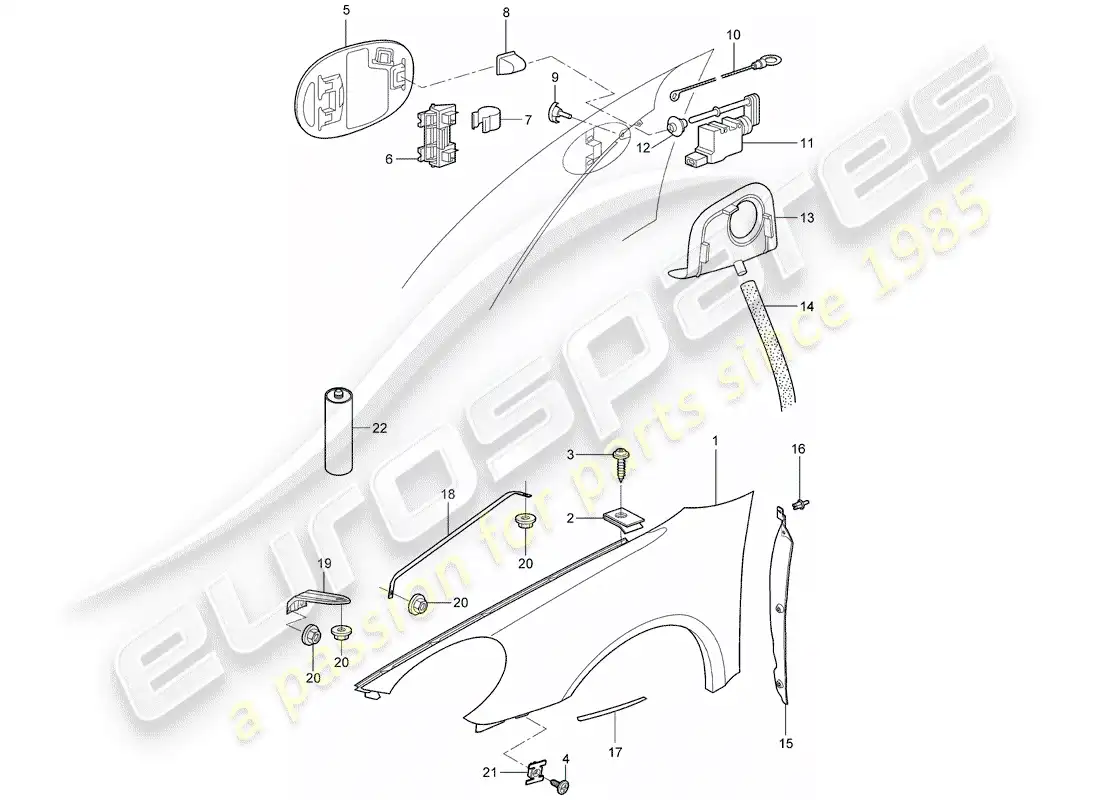 porsche 2007 (987 boxster) fender part diagram