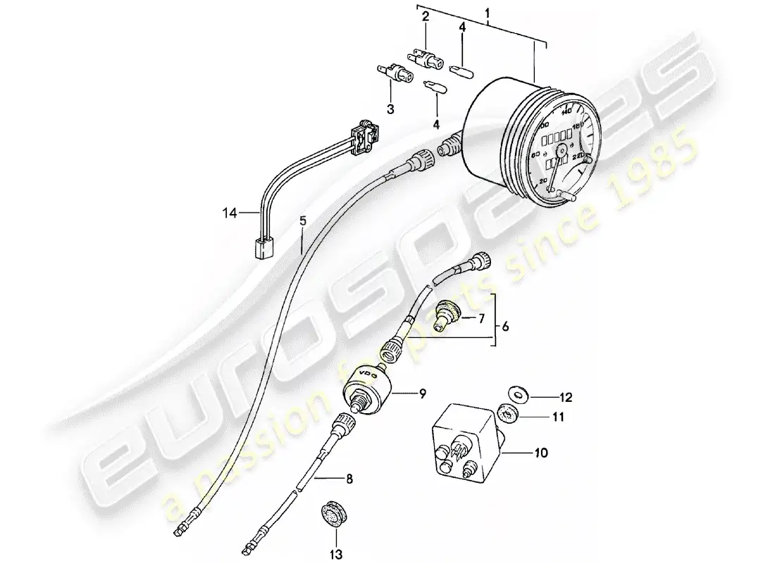 porsche 1980 (924) speedometer parts diagram