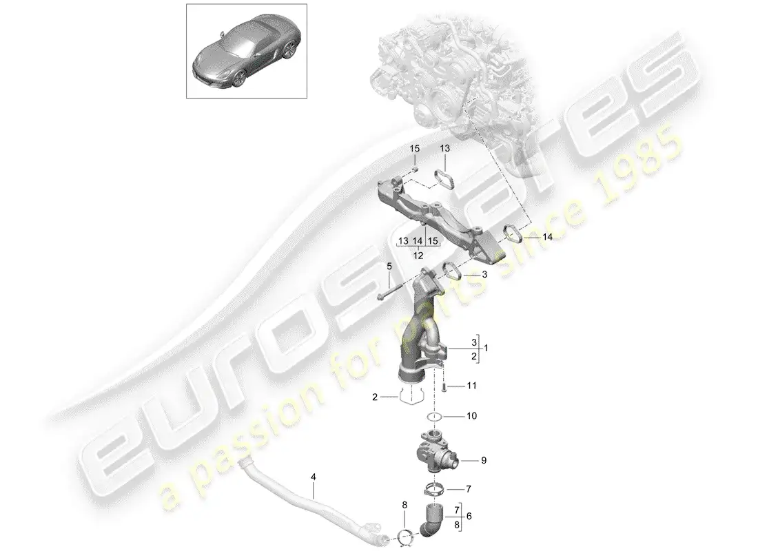 porsche 2015 (981 boxster) sub-frame parts diagram