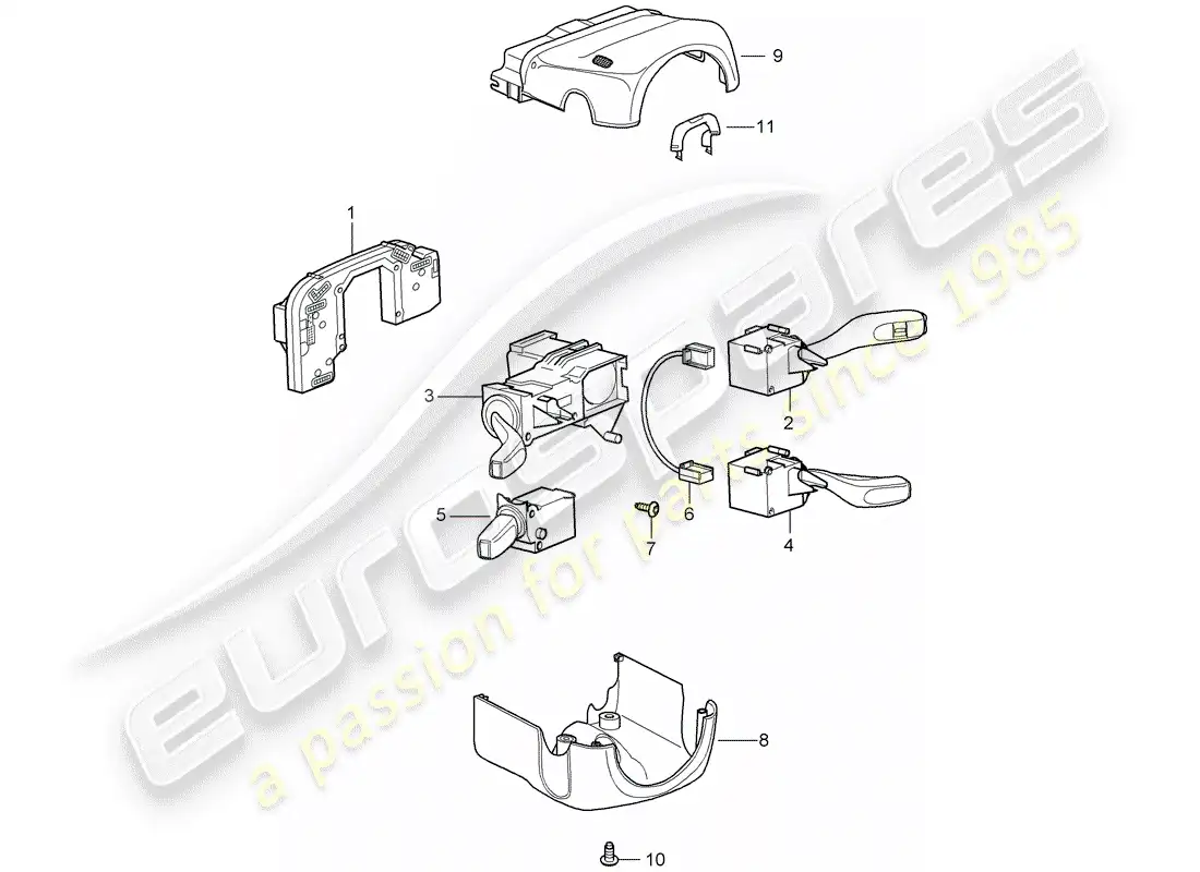 porsche 2009 997-2 turbo / gt2 steering column switch parts diagram