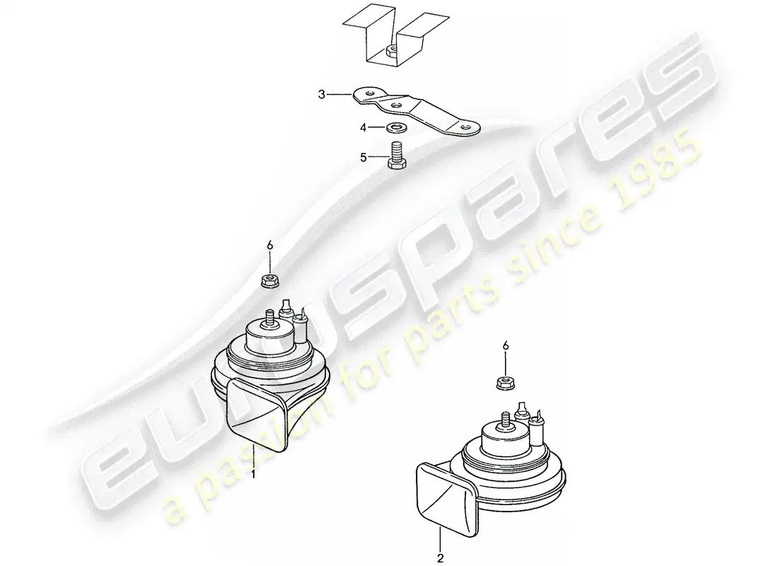 porsche 1989 (944) horn parts diagram