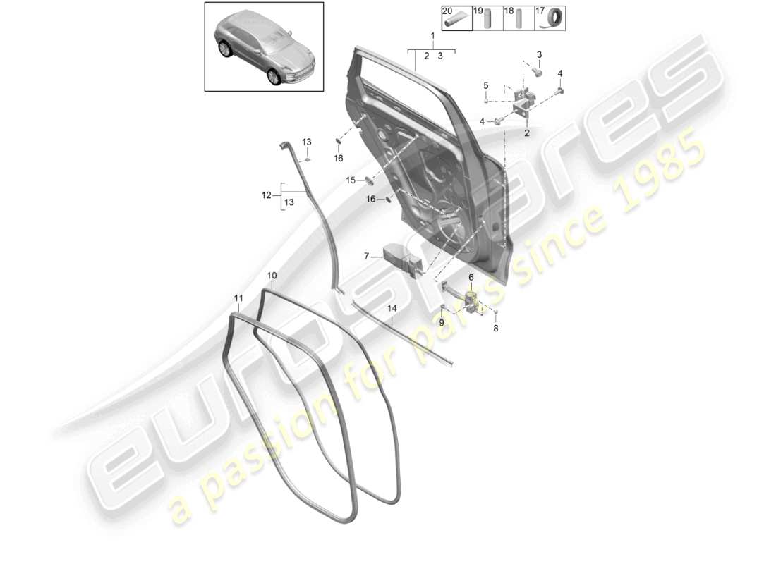 porsche 2024 (macan) door shell rear accessories part diagram