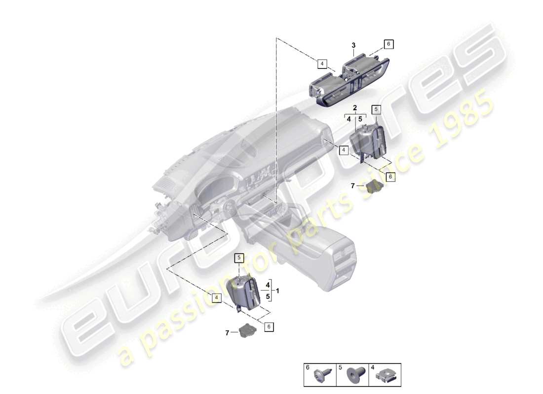 porsche 2025 (cayenne e3 pa) vent front dashboard part diagram