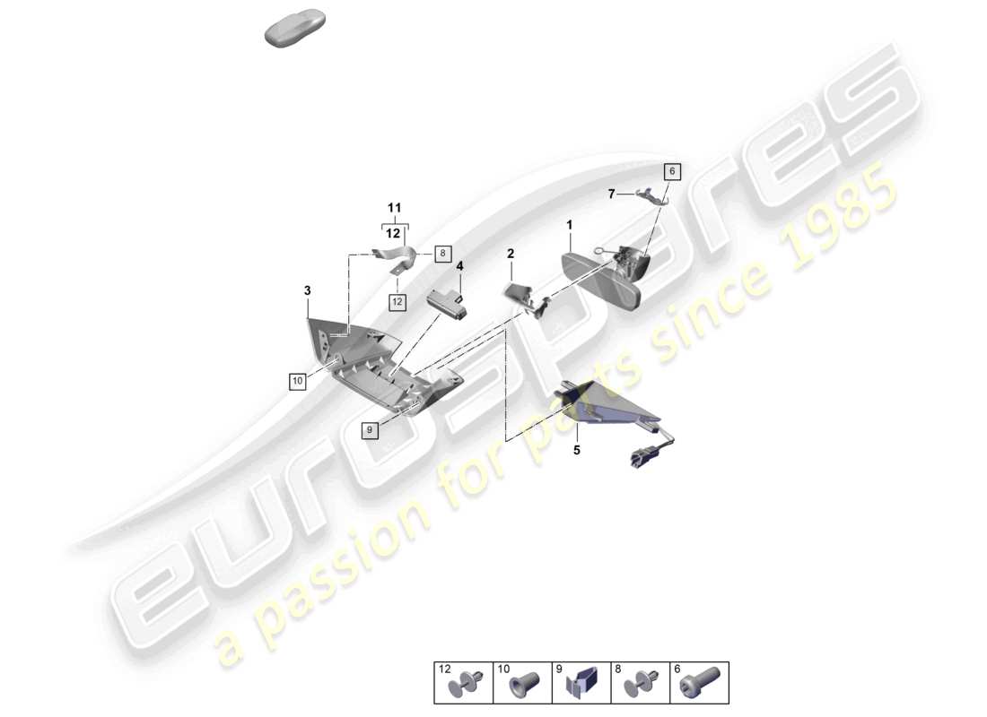 porsche 2025 (cayenne e3 pa) interior mirror accessories part diagram
