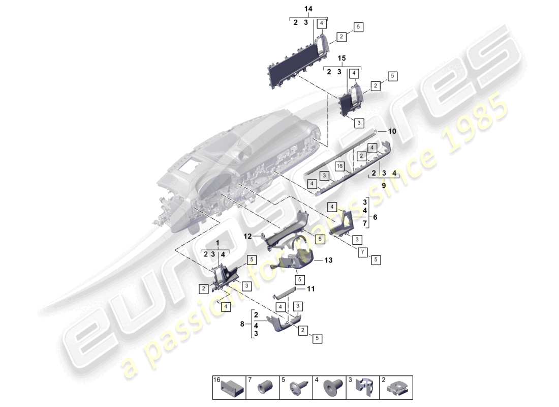 porsche 2026 (cayenne e3 pa) instrument panel trim front accessories part diagram