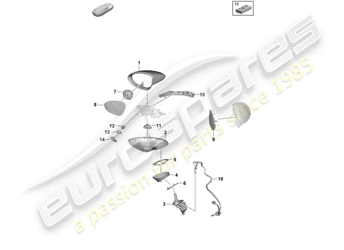 porsche 2026 (cayenne e3 pa) exterior mirror accessories part diagram